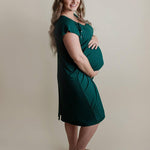 Forest Green Ribbed Labor & Delivery Gown | Milk & Baby