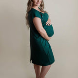 Forest Green Ribbed Labor & Delivery Gown | Milk & Baby