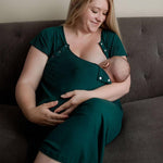 Forest Green Ribbed Labor & Delivery Gown | Milk & Baby