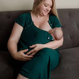 Forest Green Ribbed Labor & Delivery Gown | Milk & Baby