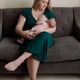 Forest Green Ribbed Labor & Delivery Gown | Milk & Baby