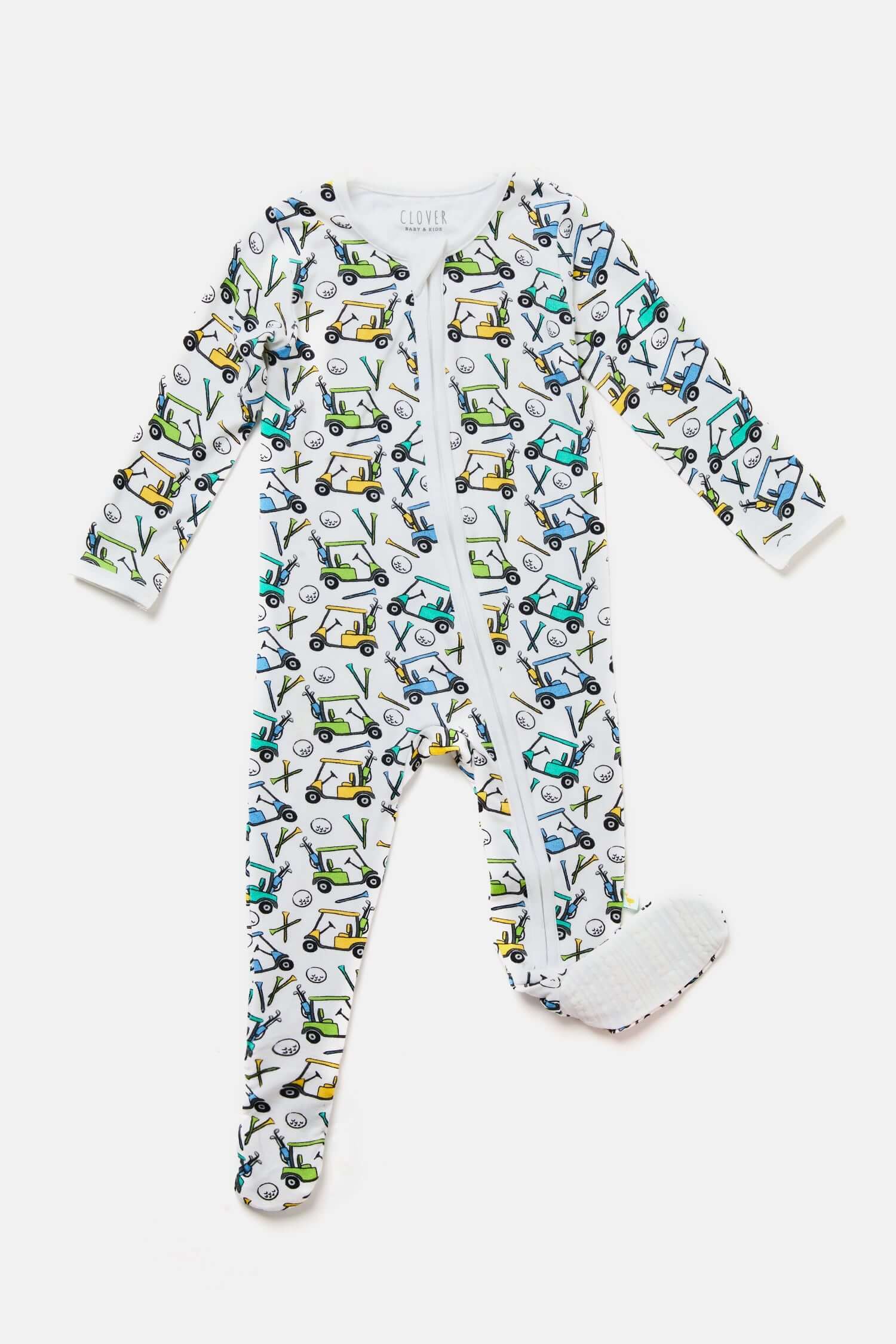 Soft & Stretchy Zipper Footie - Golf | Milk & Baby