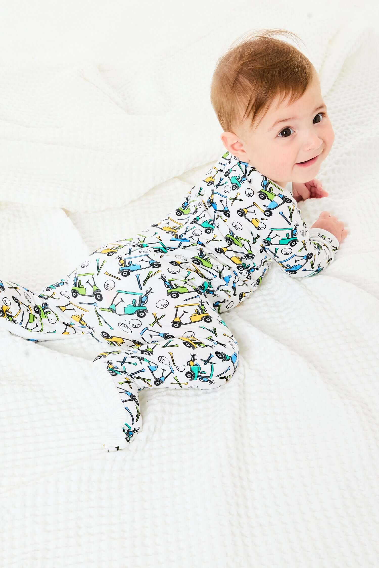 Soft & Stretchy Zipper Footie - Golf | Milk & Baby