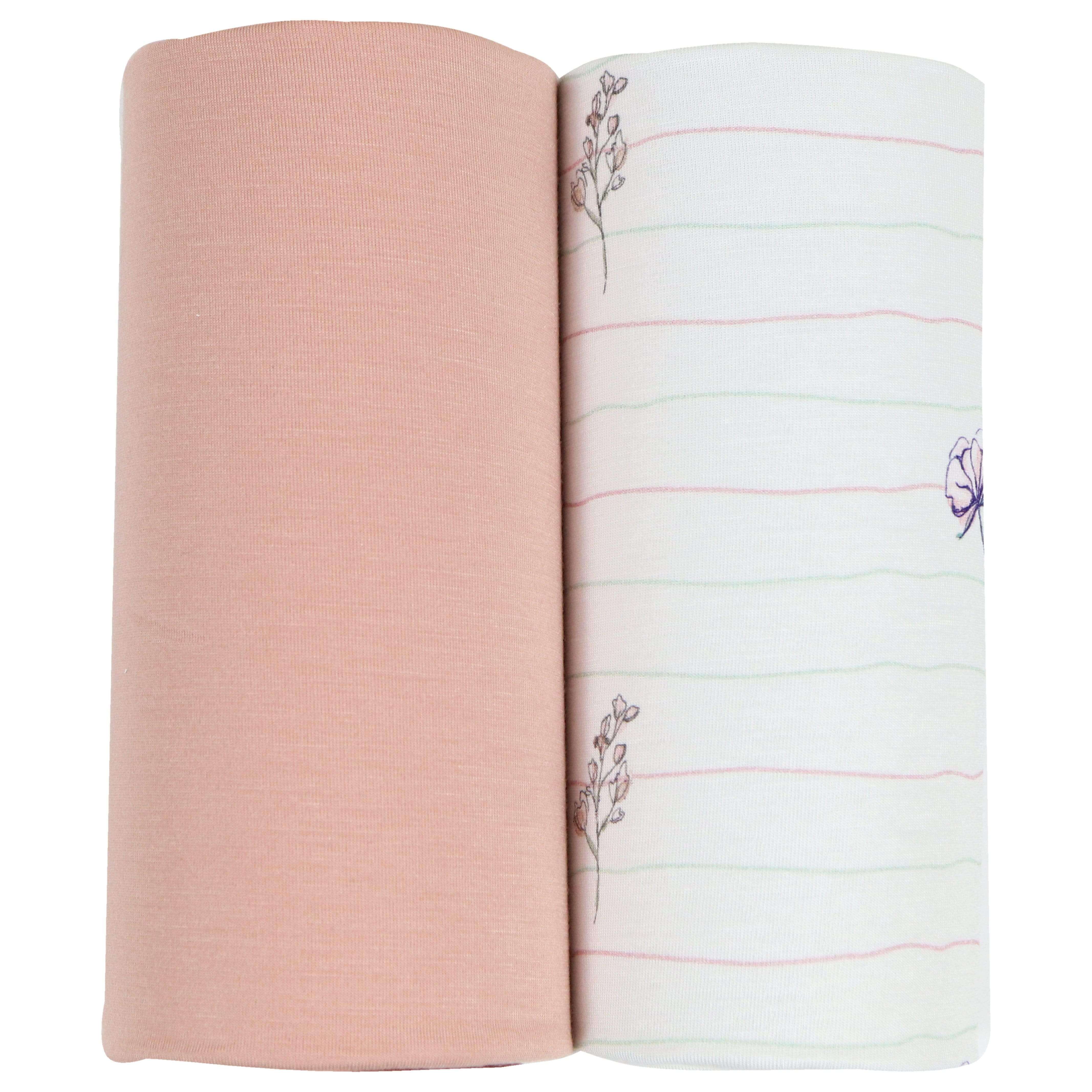 Flower and Pink 2 PK Swaddle Blanket | Milk & Baby