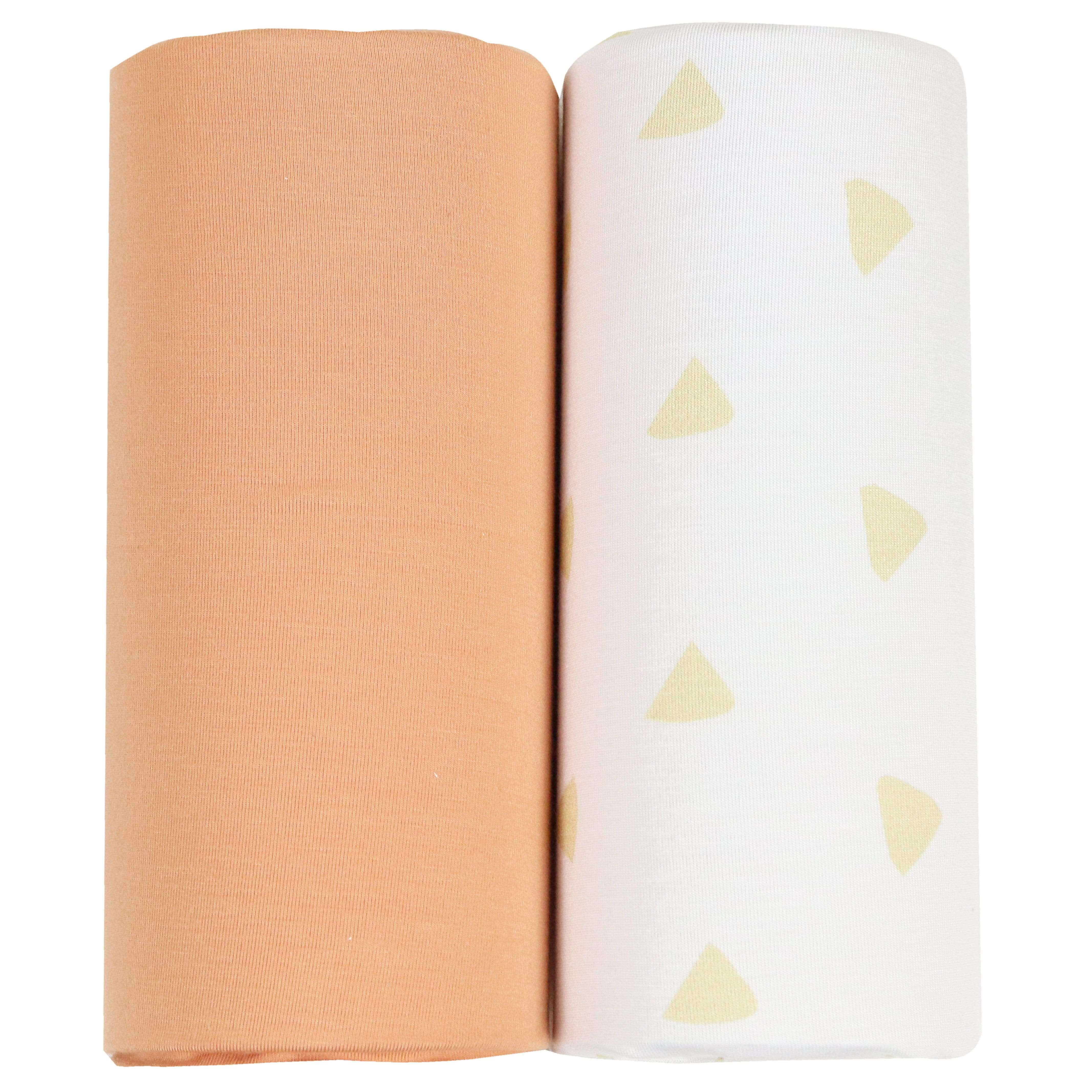 Tan Triangle and Terra Cotta 2 PK Swaddle Blanket | Milk & Baby