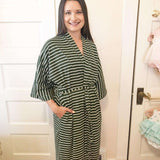 Hunter Stripes Mommy Robe & Swaddle Set Milk & Baby
