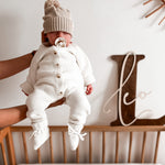 Luna + Luca Classic Purl Knit Jumpsuit - White | Milk & Baby