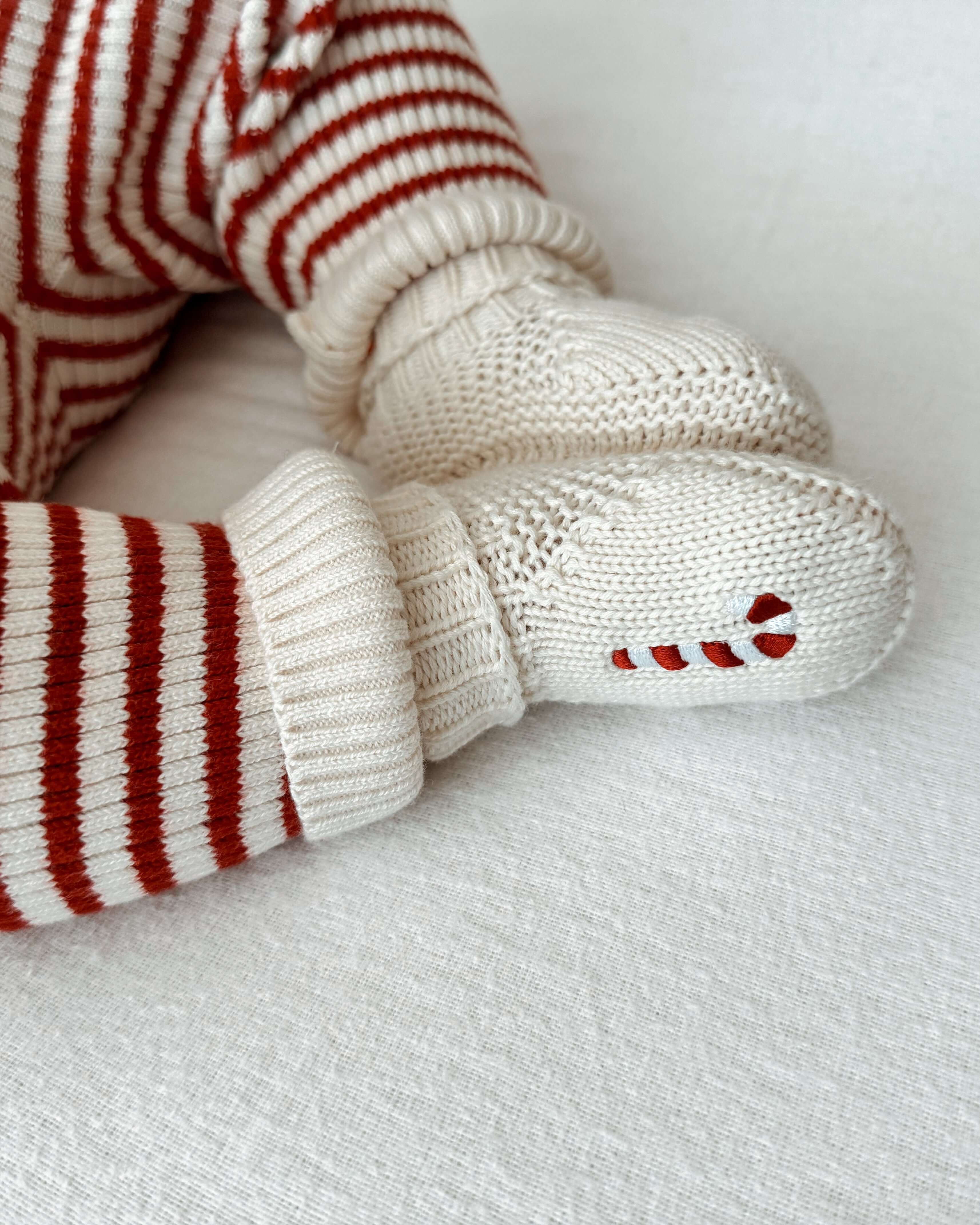 Candy Cane Embroidered Booties | Milk & Baby