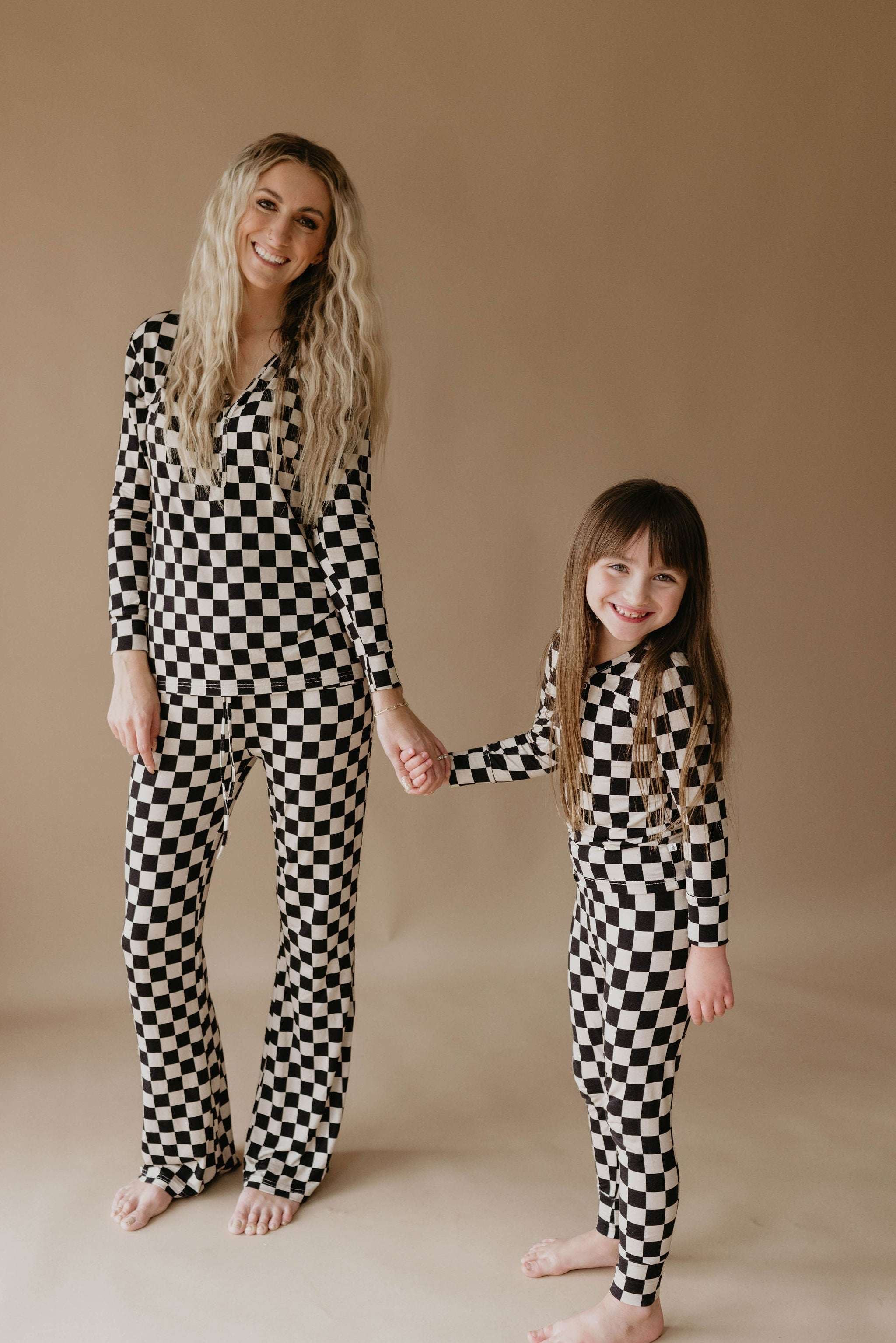 Black Checkerboard | Women's Bamboo Pajamas | Milk & Baby