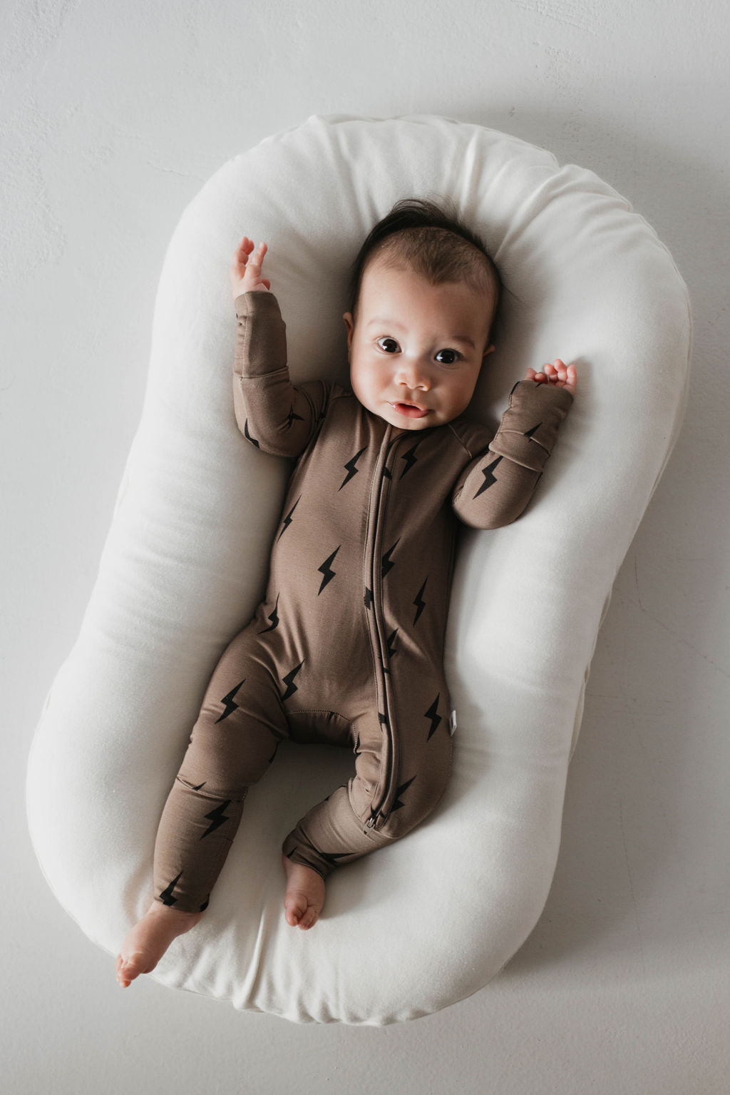 Brown & Black Lightning Bolt | Bamboo Zip Pajamas | Milk & Baby