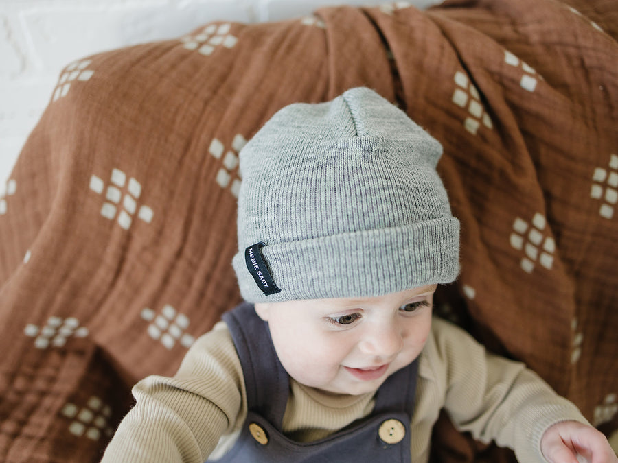 Light Grey Mebie Baby Beanie | Milk & Baby