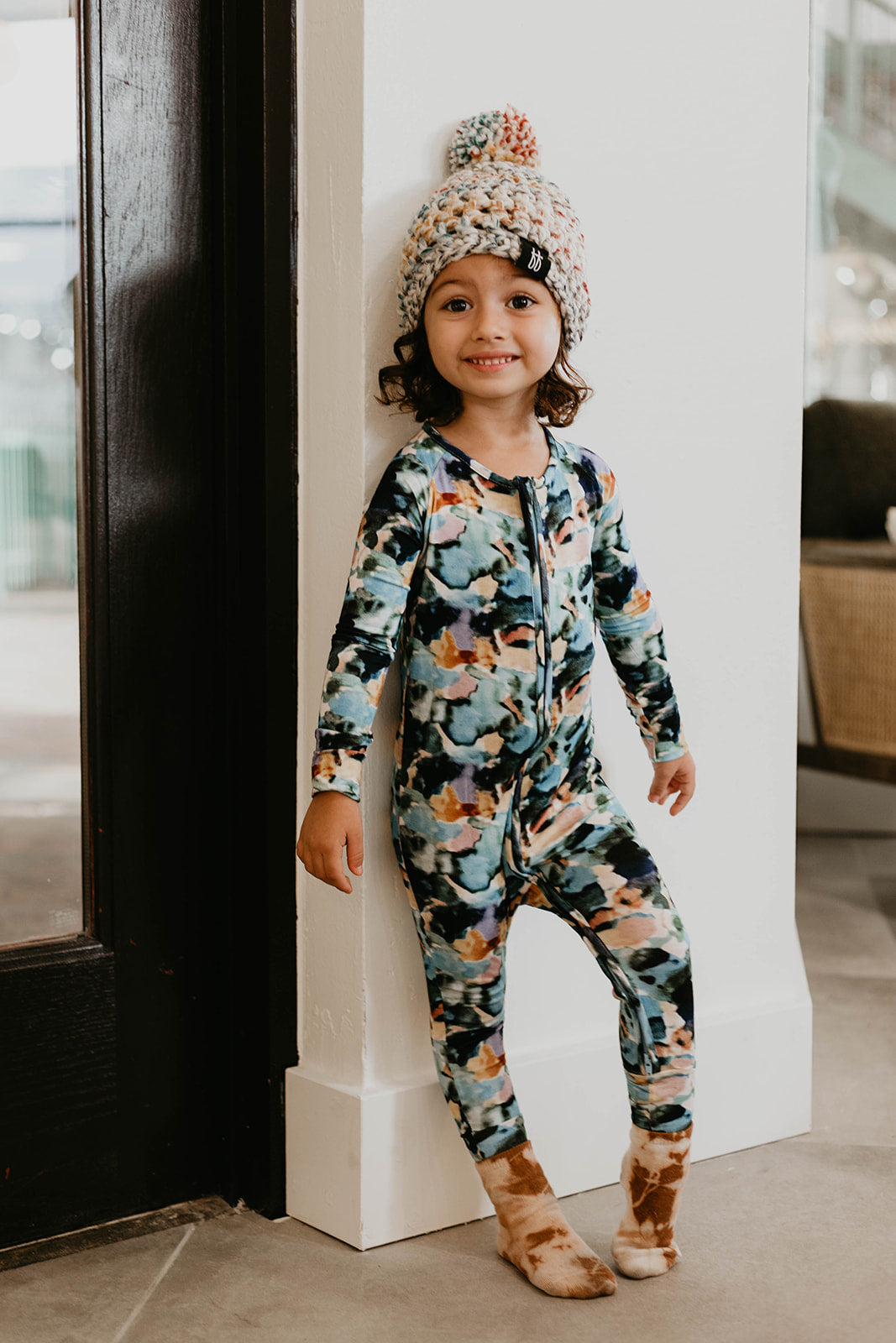 Charli Print | Bamboo Zip Pajamas | Milk & Baby