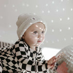 Black Checkerboard | Bamboo Zip Pajamas | Milk & Baby