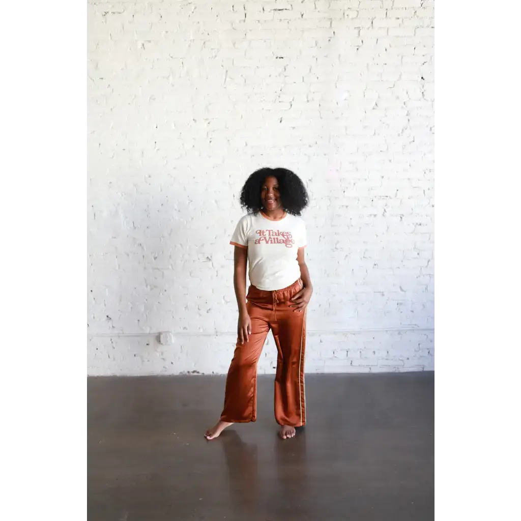 It Takes a Village Adult Retro Ringer Tee | Milk & Baby