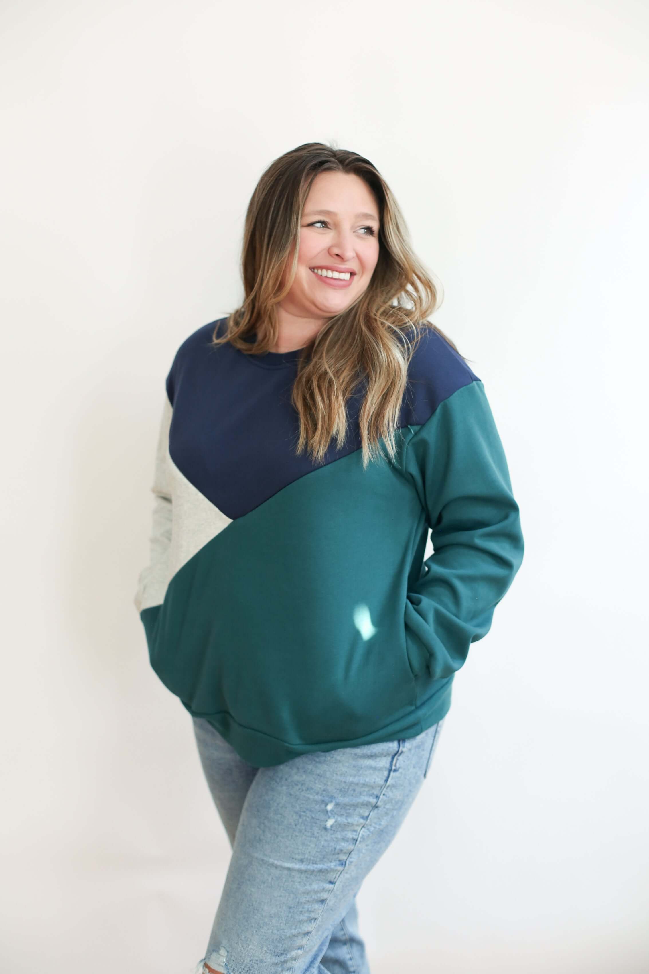 Velour Interior Diagonal Zip Breastfeeding Sweatshirt | Milk & Baby