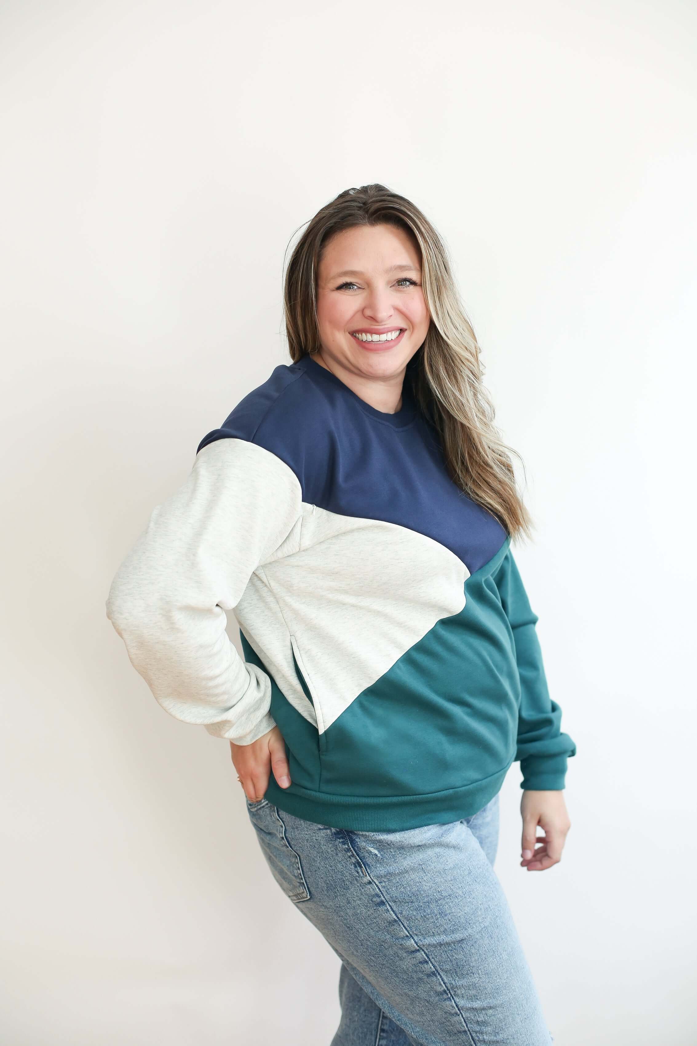 Velour Interior Diagonal Zip Breastfeeding Sweatshirt | Milk & Baby