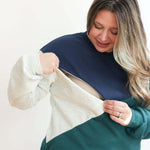 Velour Interior Diagonal Zip Breastfeeding Sweatshirt | Milk & Baby