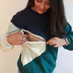 Velour Interior Diagonal Zip Breastfeeding Sweatshirt | Milk & Baby