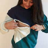 Velour Interior Diagonal Zip Breastfeeding Sweatshirt | Milk & Baby