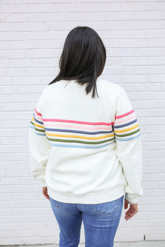 Six Stripe Invisible Zip Breastfeeding Sweatshirt | Milk & Baby
