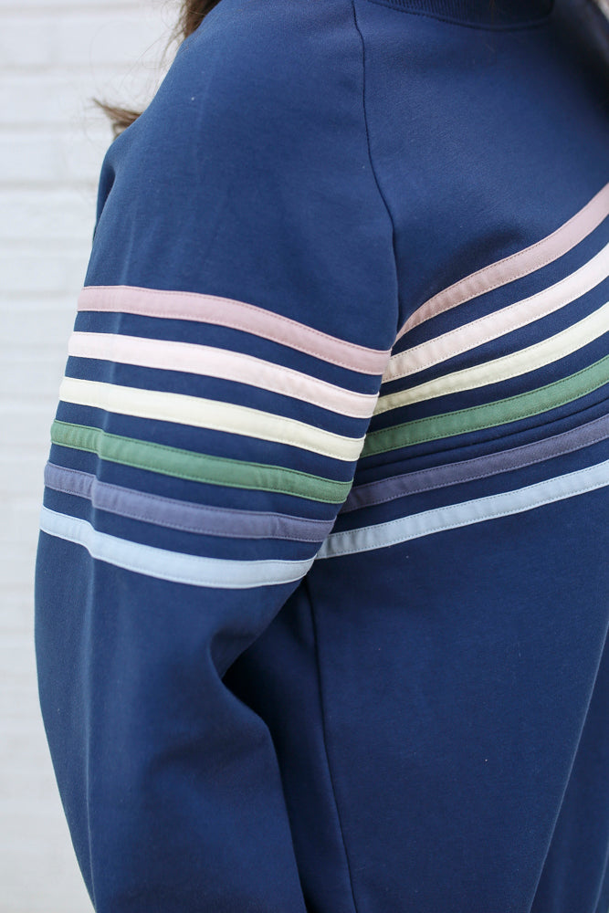 Six Stripe Invisible Zip Breastfeeding Sweatshirt | Milk & Baby