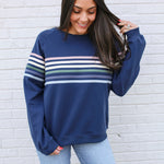 Six Stripe Invisible Zip Breastfeeding Sweatshirt | Milk & Baby