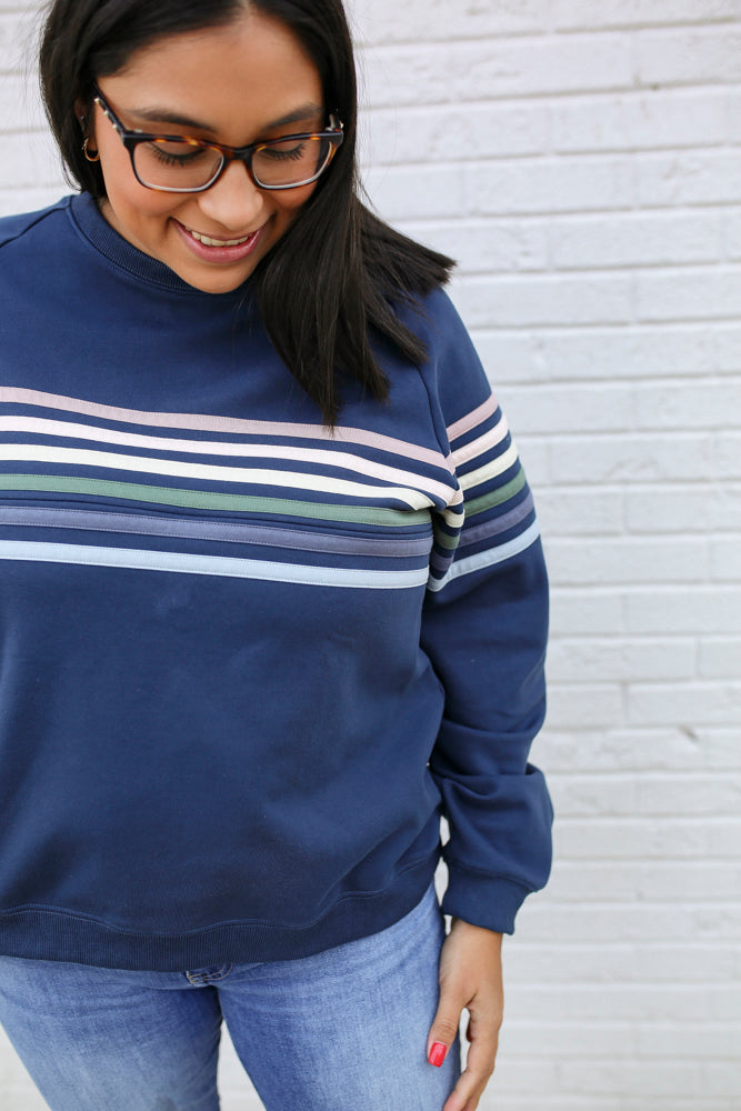 Six Stripe Invisible Zip Breastfeeding Sweatshirt | Milk & Baby