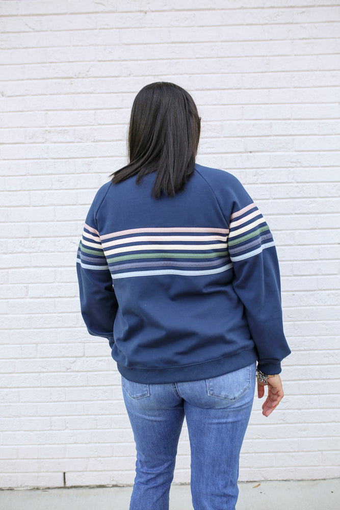 Six Stripe Invisible Zip Breastfeeding Sweatshirt | Milk & Baby
