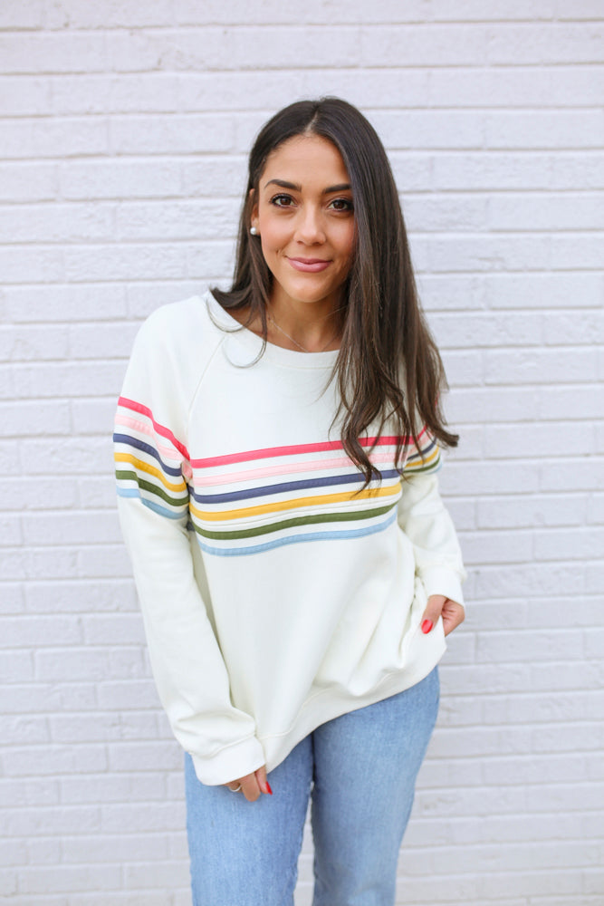 Six Stripe Invisible Zip Breastfeeding Sweatshirt | Milk & Baby