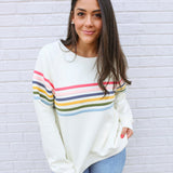 Six Stripe Invisible Zip Breastfeeding Sweatshirt | Milk & Baby