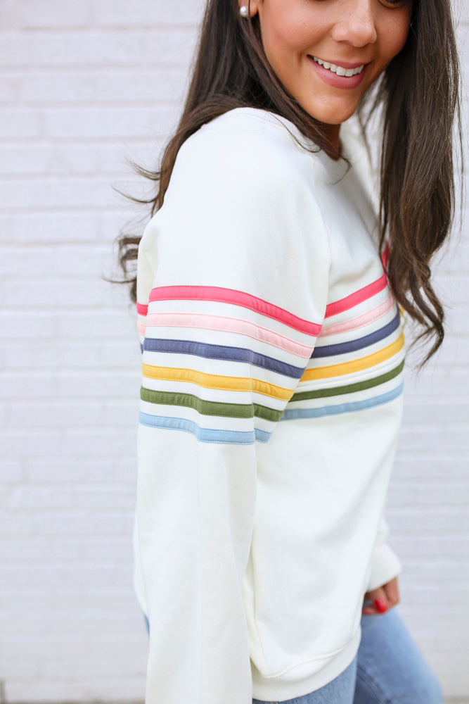 Six Stripe Invisible Zip Breastfeeding Sweatshirt | Milk & Baby
