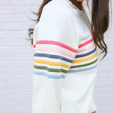 Six Stripe Invisible Zip Breastfeeding Sweatshirt | Milk & Baby