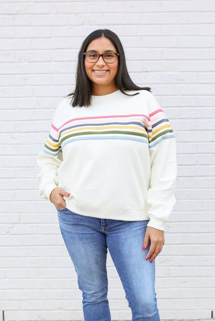 Six Stripe Invisible Zip Breastfeeding Sweatshirt | Milk & Baby