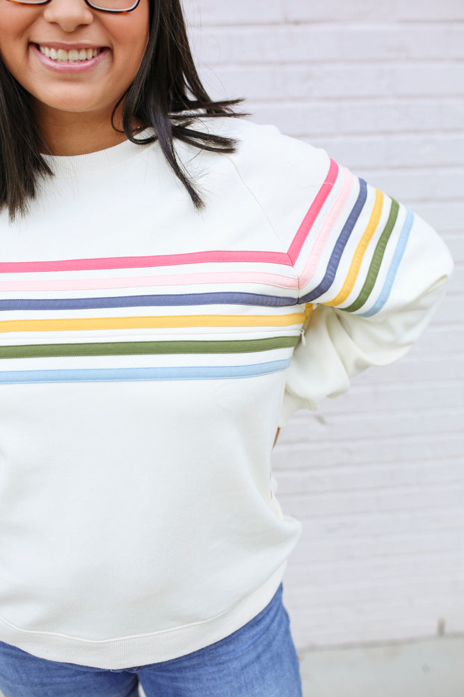 Six Stripe Invisible Zip Breastfeeding Sweatshirt | Milk & Baby