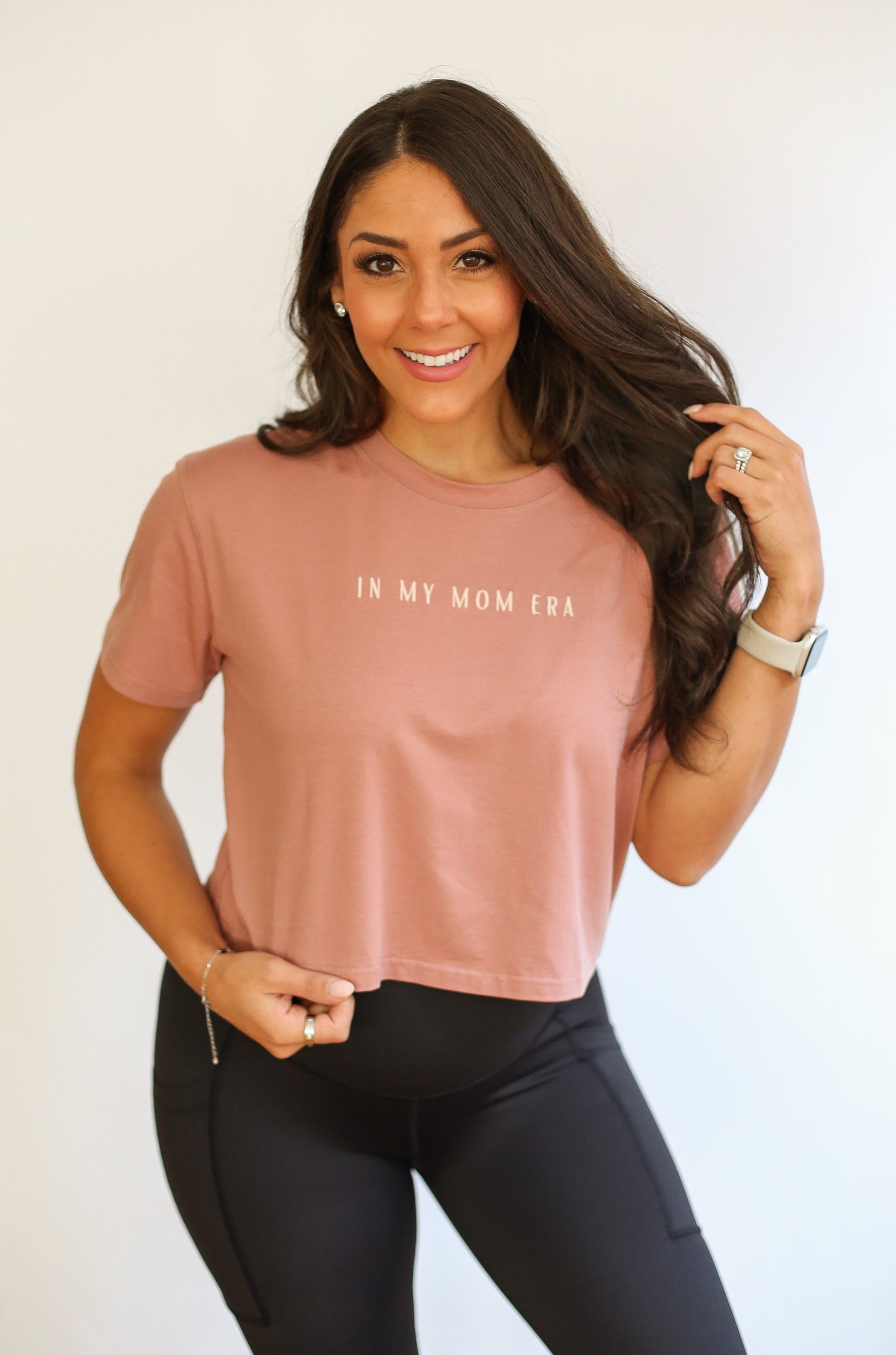 Cropped Embroidered Nursing Friendly Tee | Milk & Baby