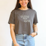 Cropped Embroidered Nursing Friendly Tee | Milk & Baby