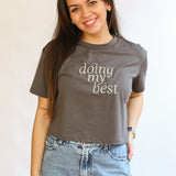 Cropped Embroidered Nursing Friendly Tee | Milk & Baby