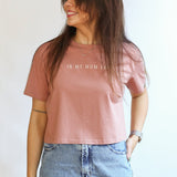 Cropped Embroidered Nursing Friendly Tee | Milk & Baby