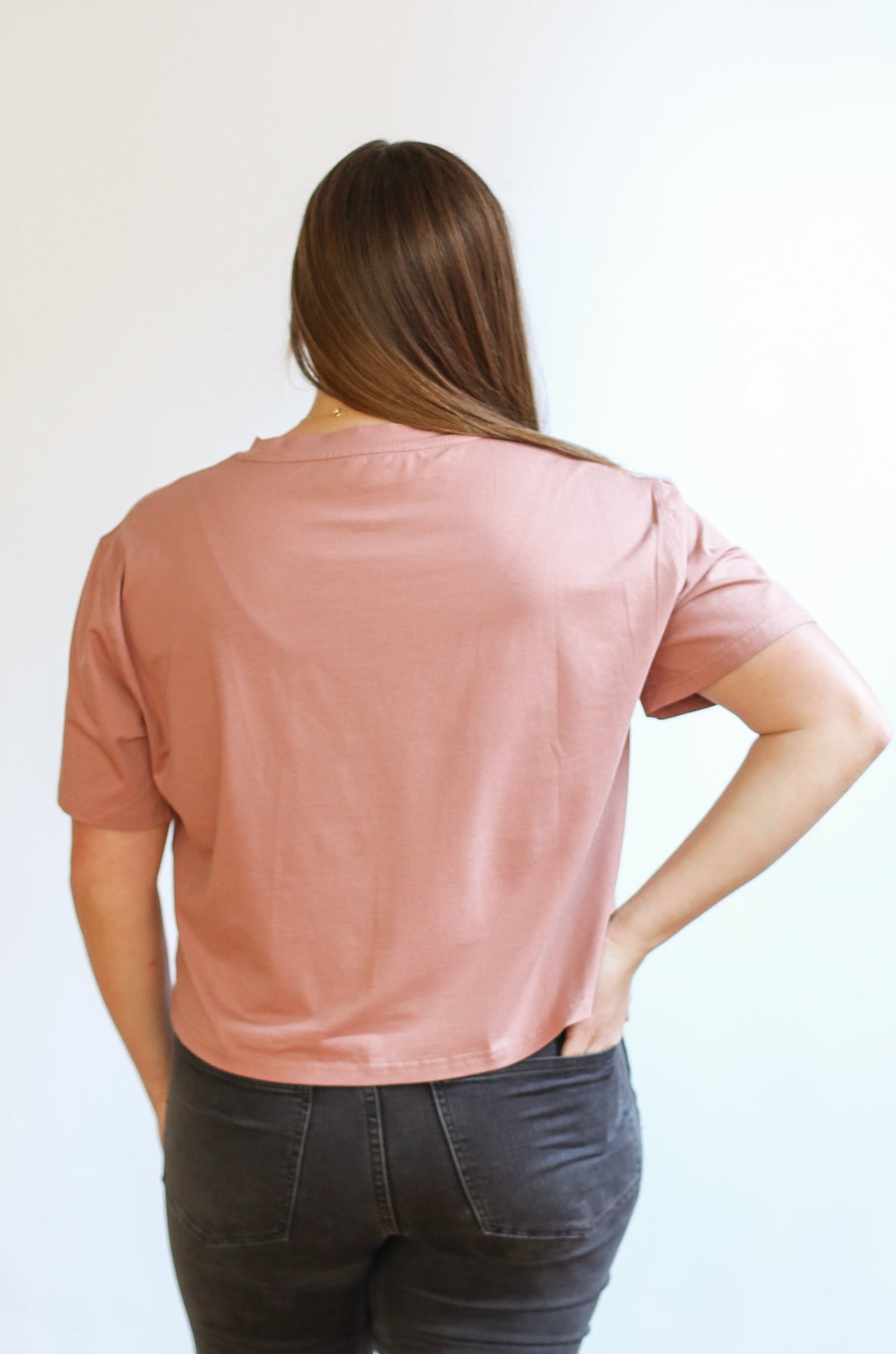 Cropped Embroidered Nursing Friendly Tee | Milk & Baby