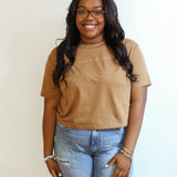 Cropped Embroidered Nursing Friendly Tee | Milk & Baby