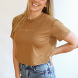 Cropped Embroidered Nursing Friendly Tee | Milk & Baby