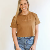 Cropped Embroidered Nursing Friendly Tee | Milk & Baby
