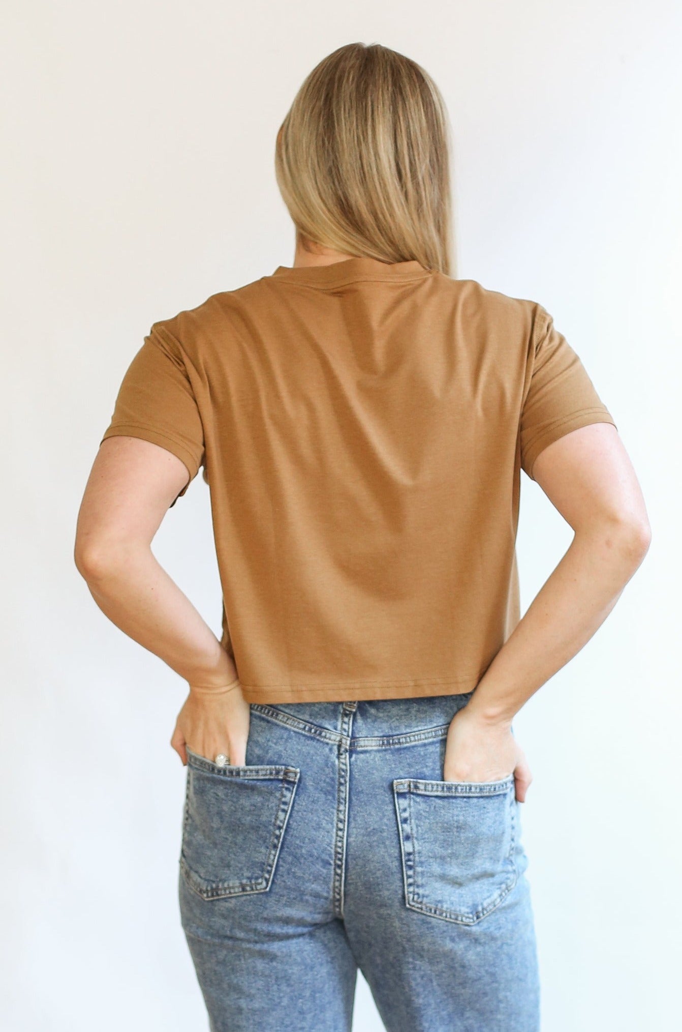 Cropped Embroidered Nursing Friendly Tee | Milk & Baby