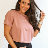 Cropped Embroidered Nursing Friendly Tee | Milk & Baby