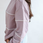 Relaxed Fit Invisible Zipper Breastfeeding Sweatshirt with Piping | Milk & Baby