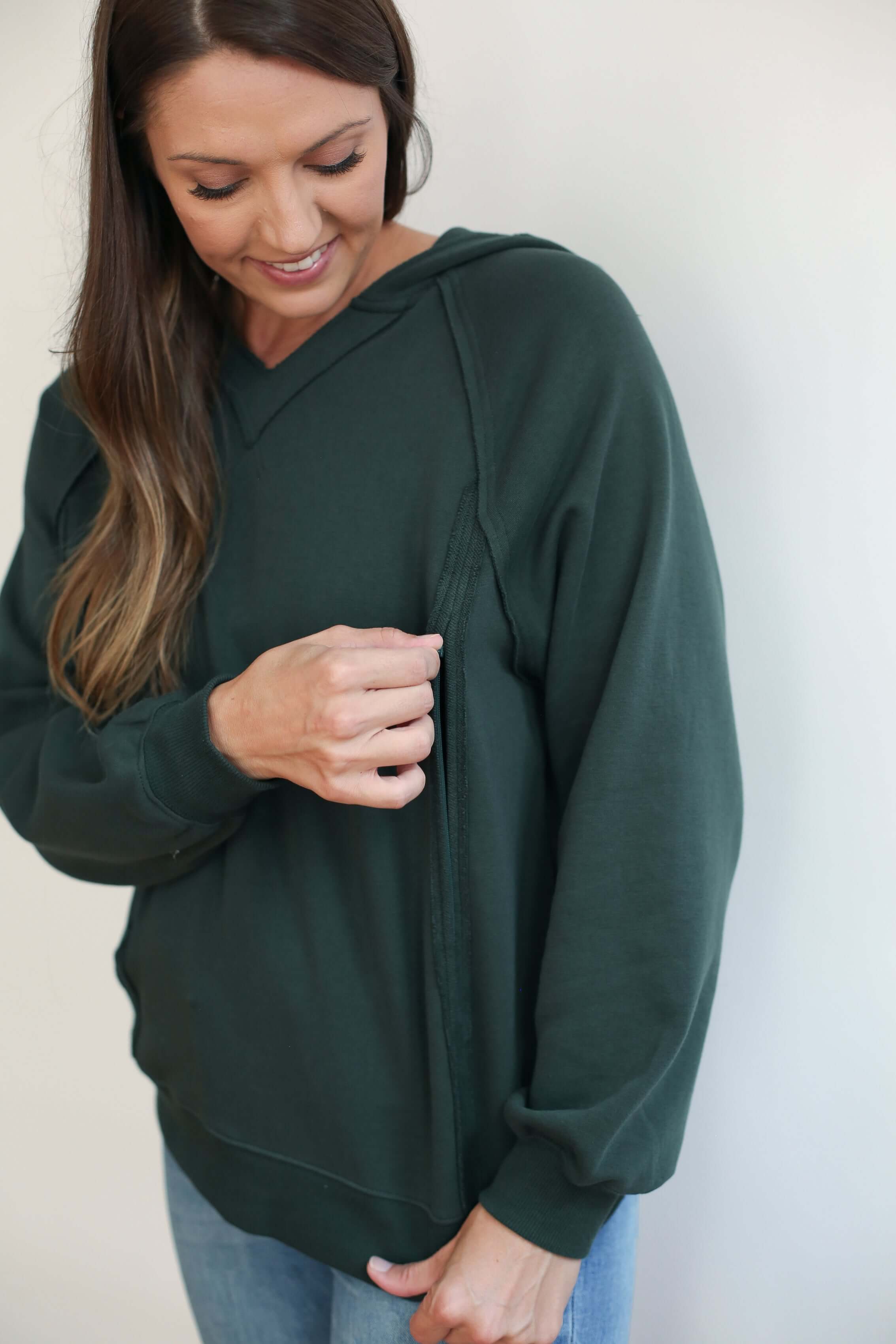 Big Hug Vertical Zip Breastfeeding Hoodie | Milk & Baby