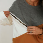 Velour Interior Diagonal Zip Breastfeeding Sweatshirt | Milk & Baby