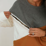 Velour Interior Diagonal Zip Breastfeeding Sweatshirt | Milk & Baby