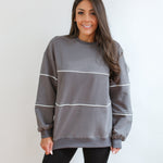 Relaxed Fit Invisible Zipper Breastfeeding Sweatshirt with Piping | Milk & Baby