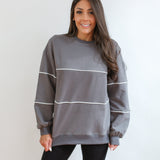 Relaxed Fit Invisible Zipper Breastfeeding Sweatshirt with Piping | Milk & Baby